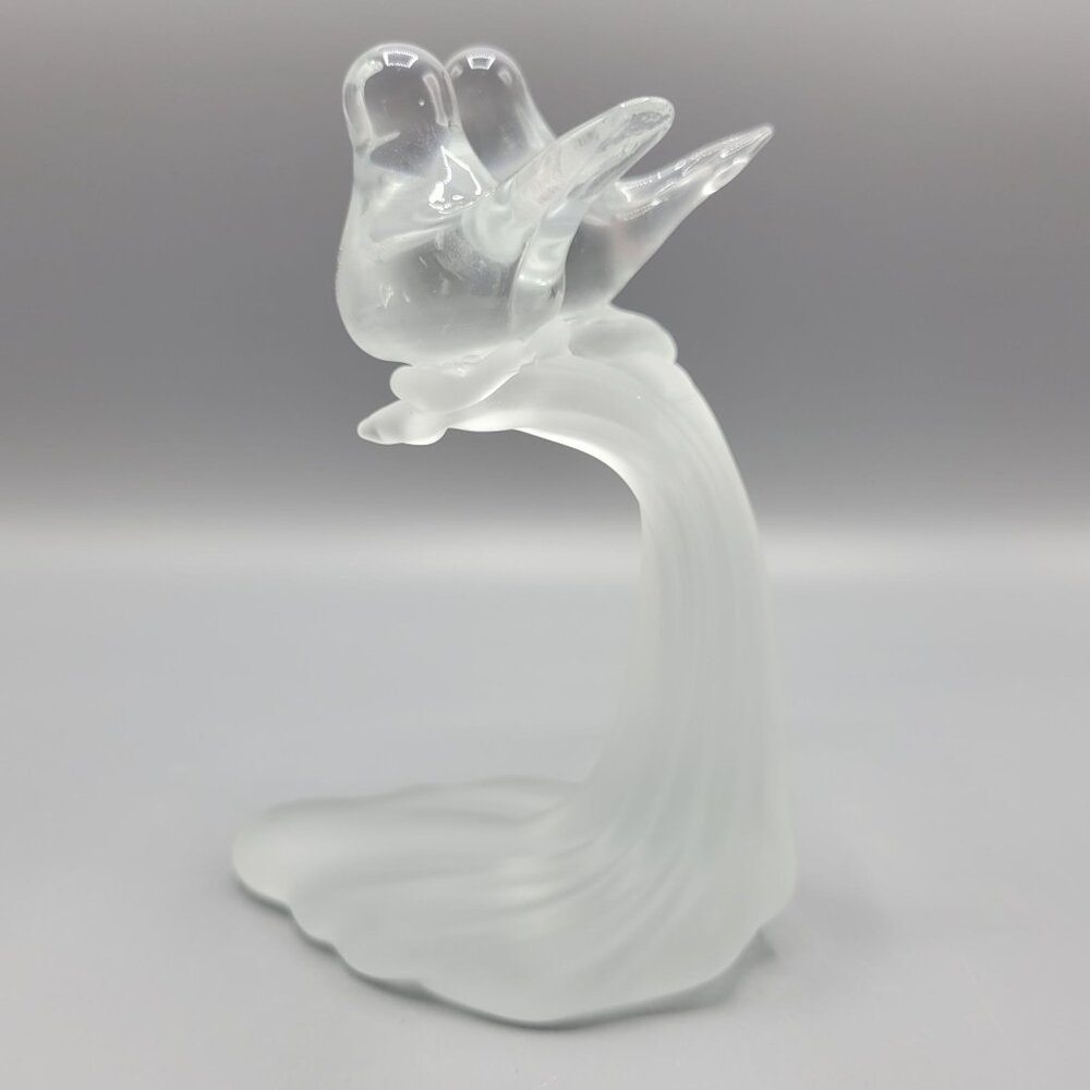 Vintage Artmark Glass Crystal Clear & Frosted Branch Love Birds Figurine 5.5" - Picture 4 of 15